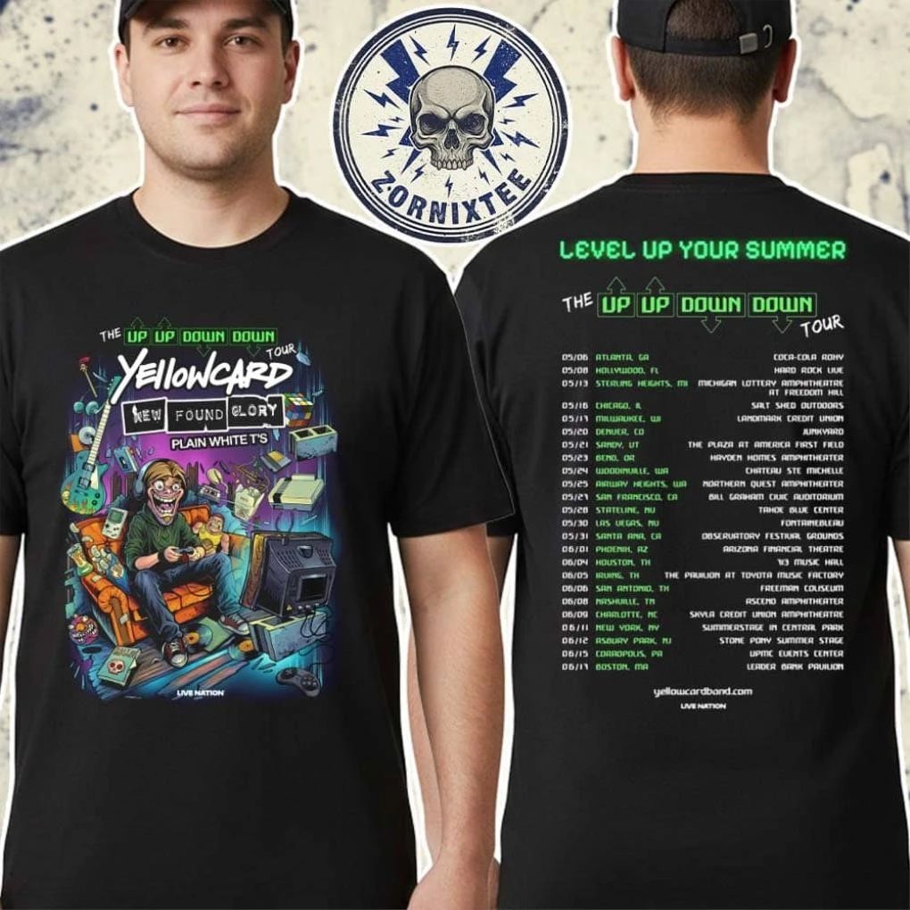 Yellowcard New Found Glory And Plain White T’S On The Up Up Down Down Tour 2026 Shirt