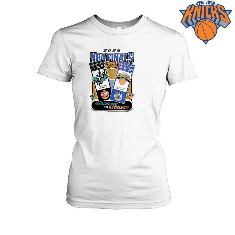 New York Knicks Champions NBA 2026 San Antonio Spurs vs Knicks Finals Ticket Matchup Graphic Shirt