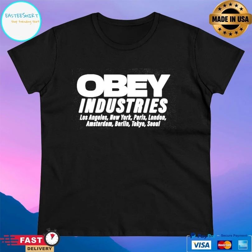 Obey Industries Los Angeles New York Paris London Amsterdam Berlin Tokyo Seoul T-shirt