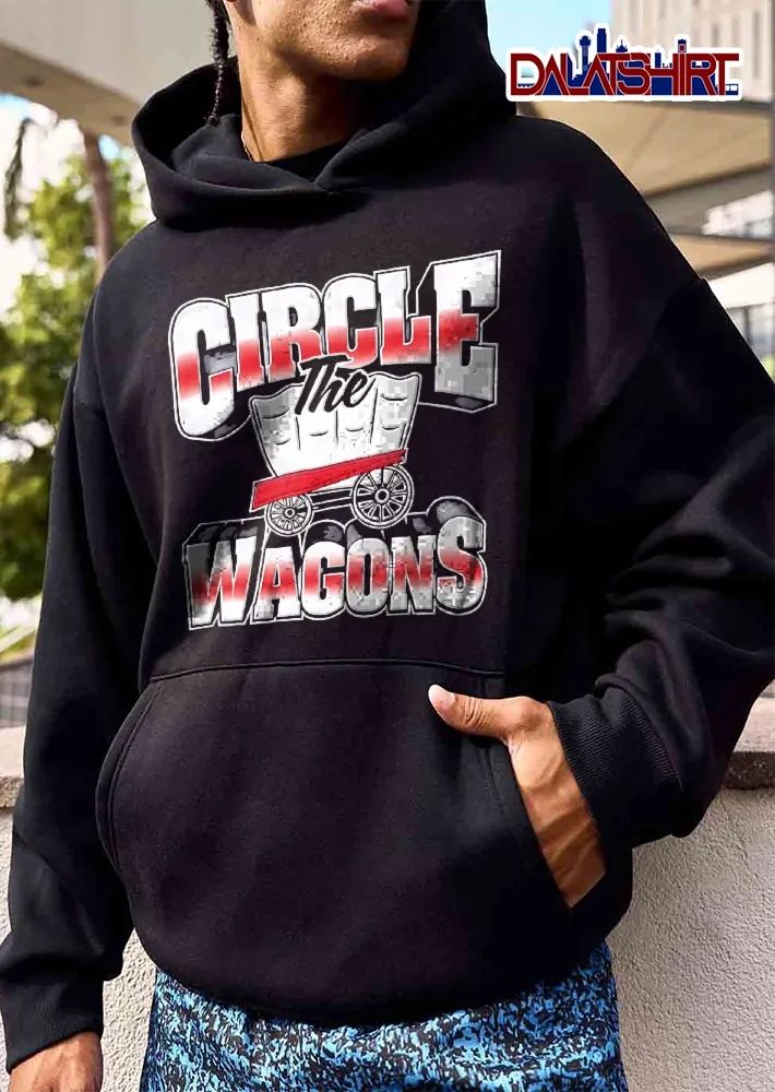 Circle The Wagons Red White Pioneer Covered Wagon 3d Letters shirt