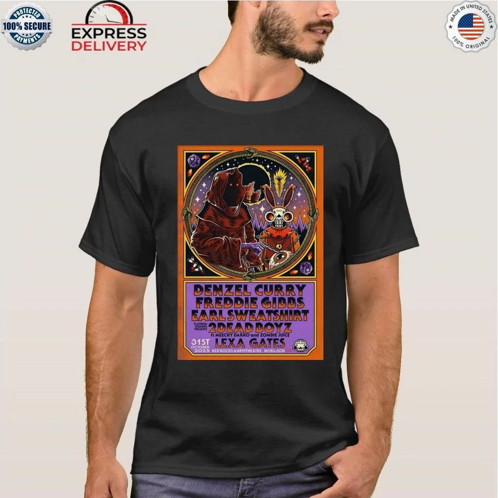 Denzel Curry And Freddie Gibbs With Earl Sweatshirt 10 31 2025 Red Rocks Amphitheatre Shirt