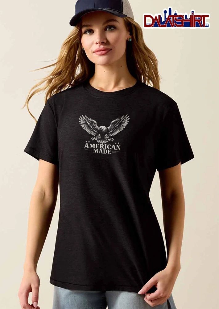 American Made Vintage Bald Eagle Spreading Wings Talons Line Art shirt