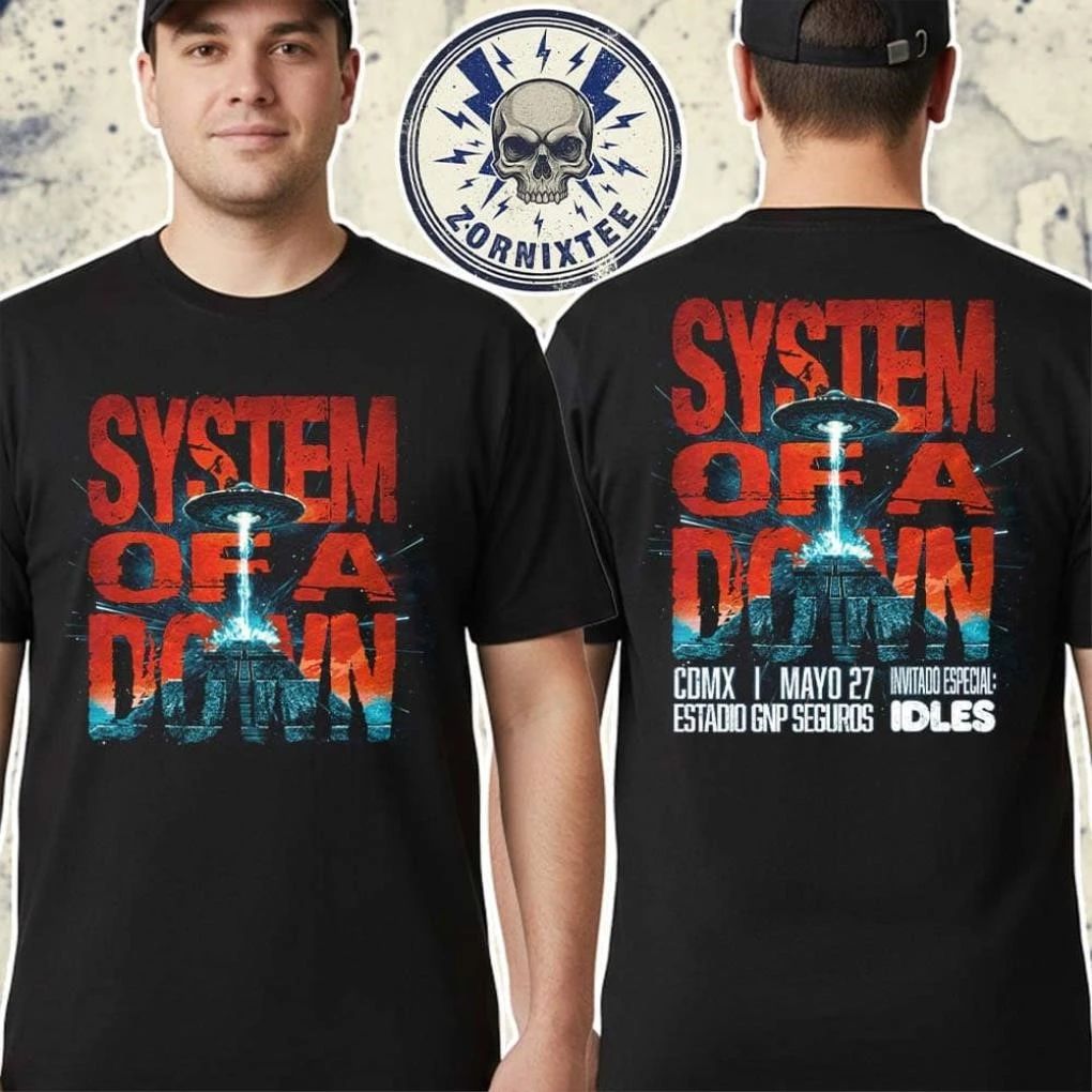 System Of A Down In CDMX 2026 Poster For Estadio GNP Seguros On May 27 2026 With Special Idles Shirt