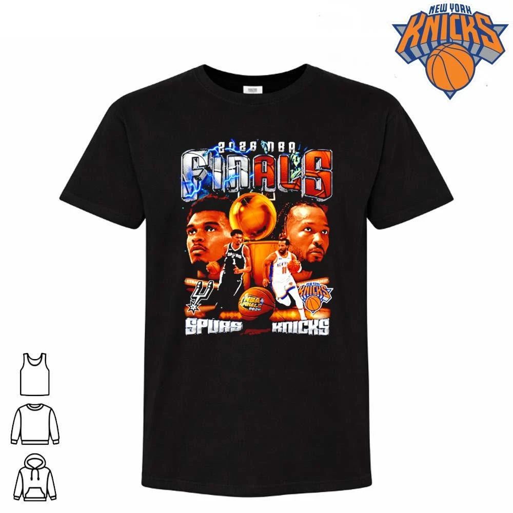 San Antonio Spurs vs New York Knicks Victor Wembanyama Jalen Brunson 2026 NBA Finals Bootleg Vintage Black Graphic Shirt