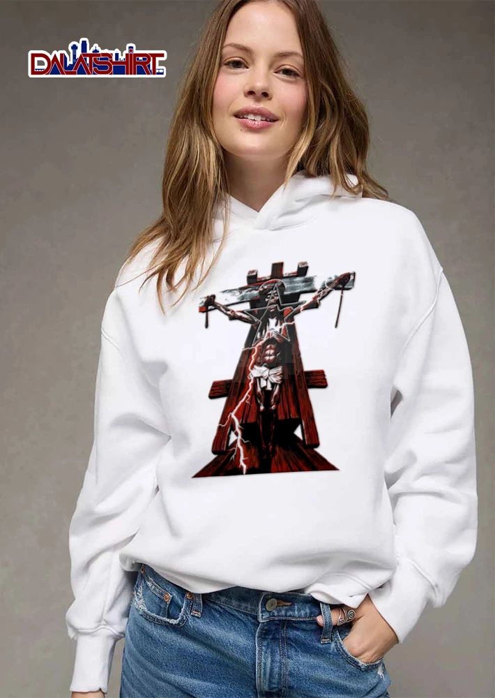 Horror Heavy Metal Crucified Zombie Star Lightning Wooden Cross shirt