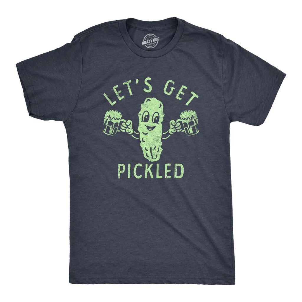 Mens Lets Get Pickled T Shirt Funny Beer Drinking Partying Pickle Lovers Tee for