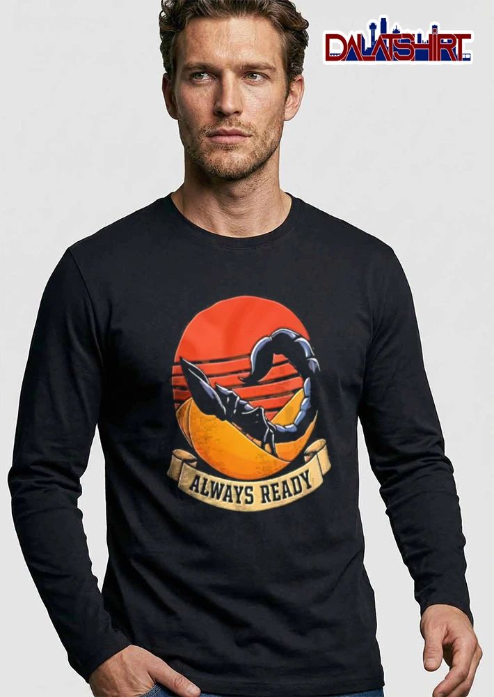 Always Ready Black Scorpion Desert Retro Sunset Ribbon shirt