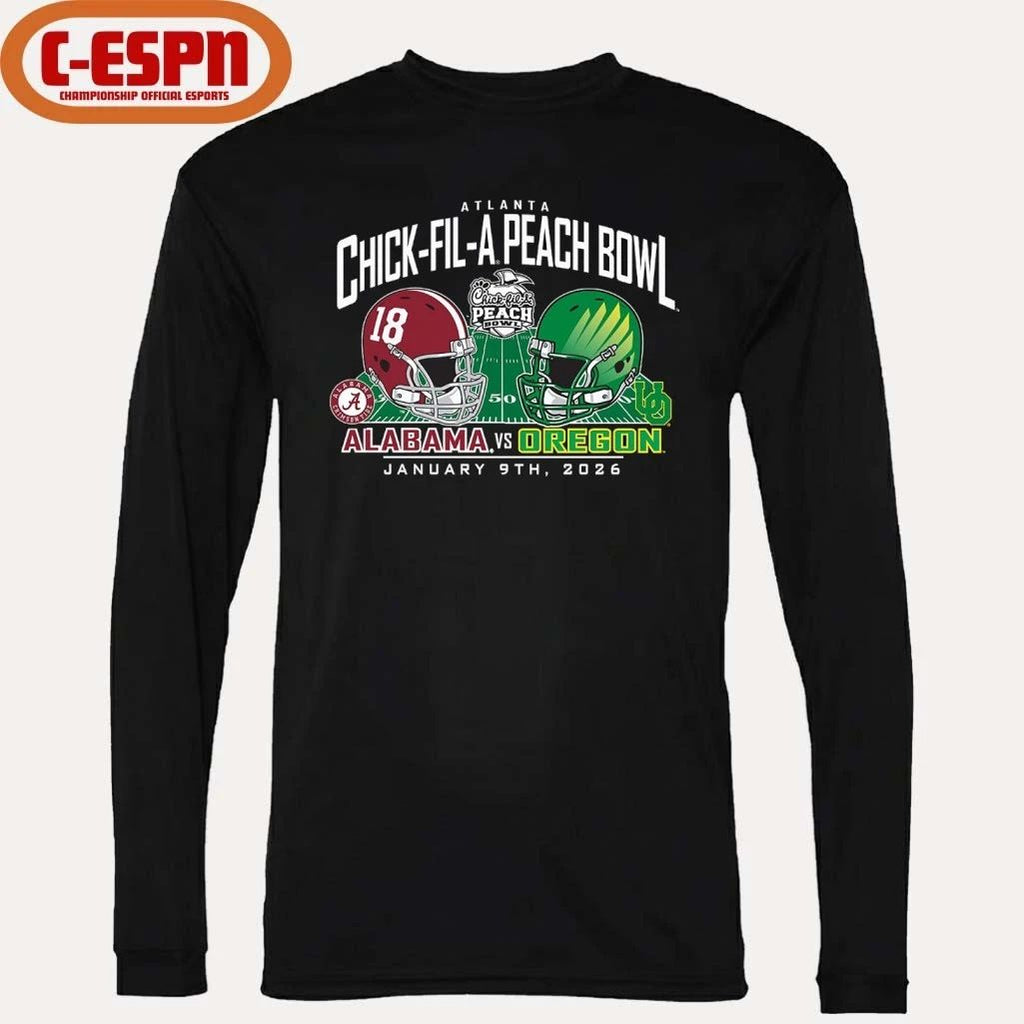 Alabama Vs Oregon 2026 CFP Semifinal Peach Bowl Helmet Matchup T-Shirt