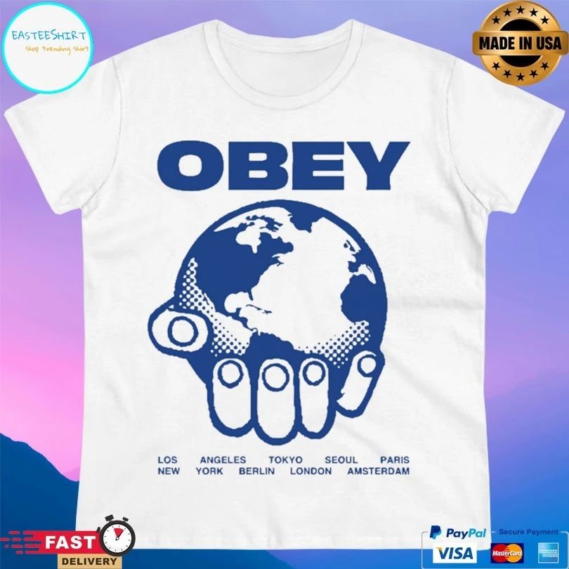 Helping Hand Obey Los New Angeles Tokyo Seoul York Berlin London Paris Amsterdam T-shirt