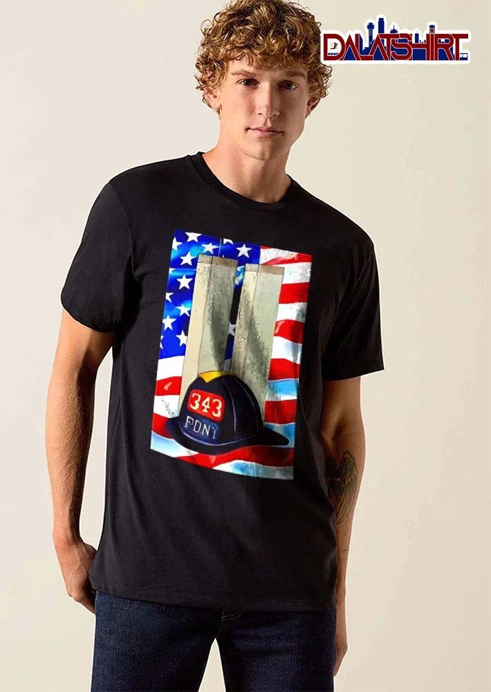 Fdny 343 Firefighter Helmet World Trade Center American Flag shirt