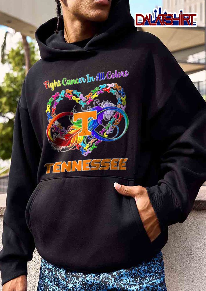 Tennessee Volunteers NCAA Fight Cancer In All Colors Awareness Ribbons Heart Rainbow Feather Infinity Loop shirt