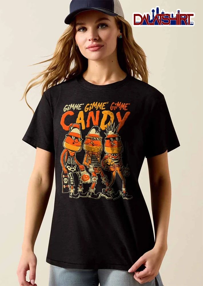 Gimme Candy Cartoon Punk Corn Characters Skeleton Halloween shirt