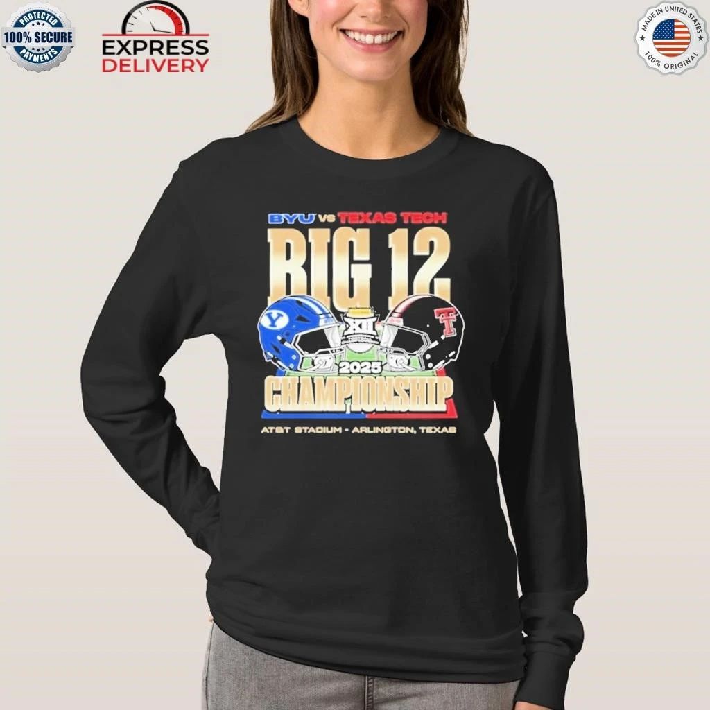 BYU Vs Tech Red Raiders 2025 Big 12 Football Championship Helmet Shirt