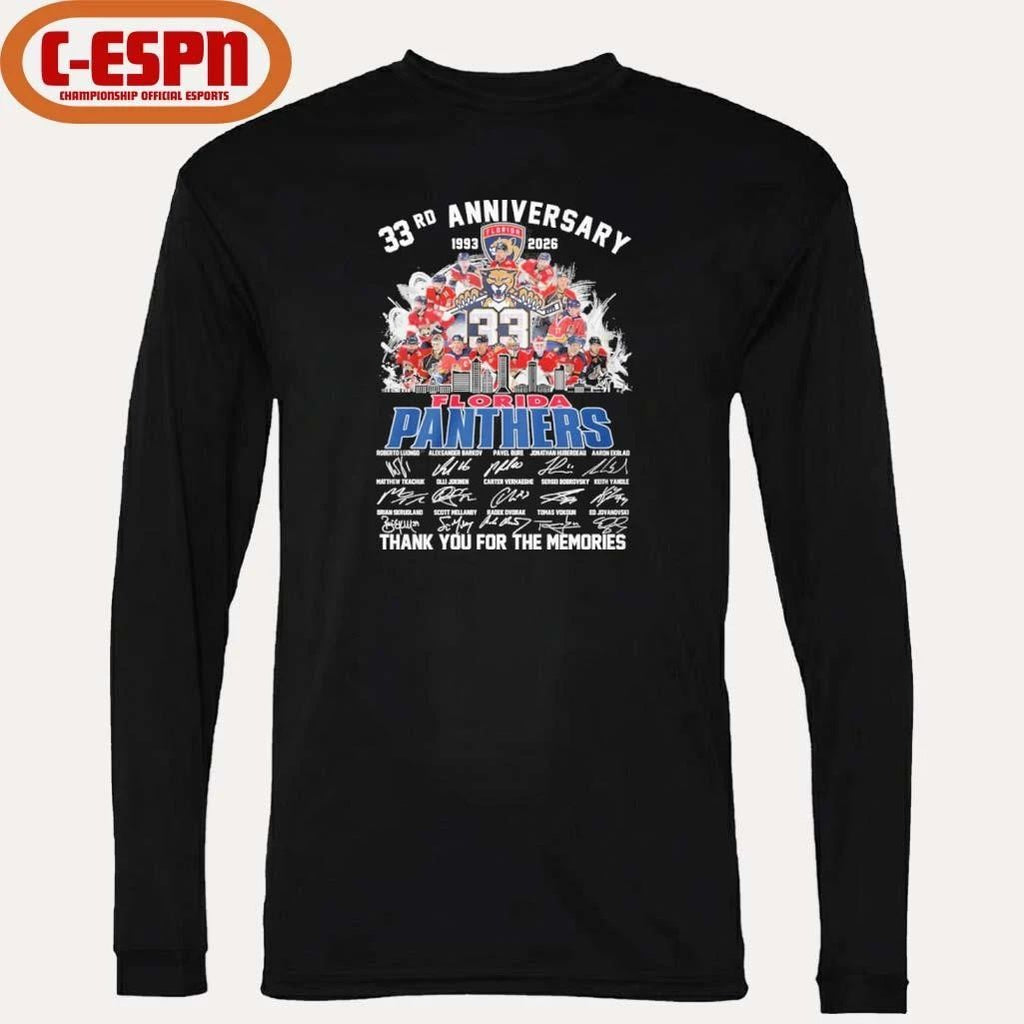 33rd Anniversary 1933-2026 Florida Panthers Team Hockey Signatures Shirt
