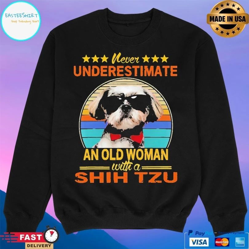 Never Underestimate An Old Woman With A Shih Tzu Vintage T-shirt