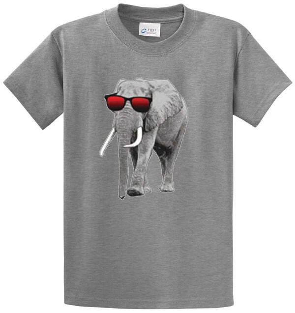 Elephant With Sunglasses Graphic Printed Tee Shirt in Regular & Big & Tall Size