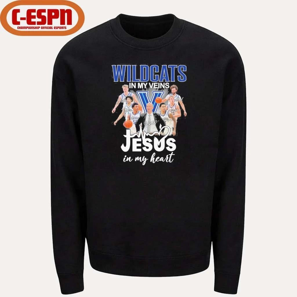 Villanova Wildcats Basketball In My Veins Jesus In My Heart Shirt