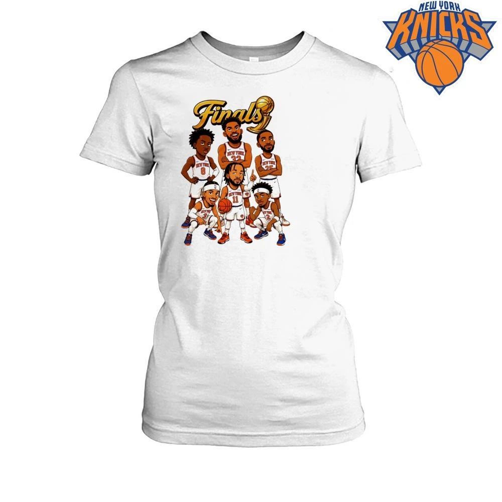 New York Knicks Team Players Cartoon Caricature Larry O Brien Trophy Vintage NBA Finals 2026 Shirt