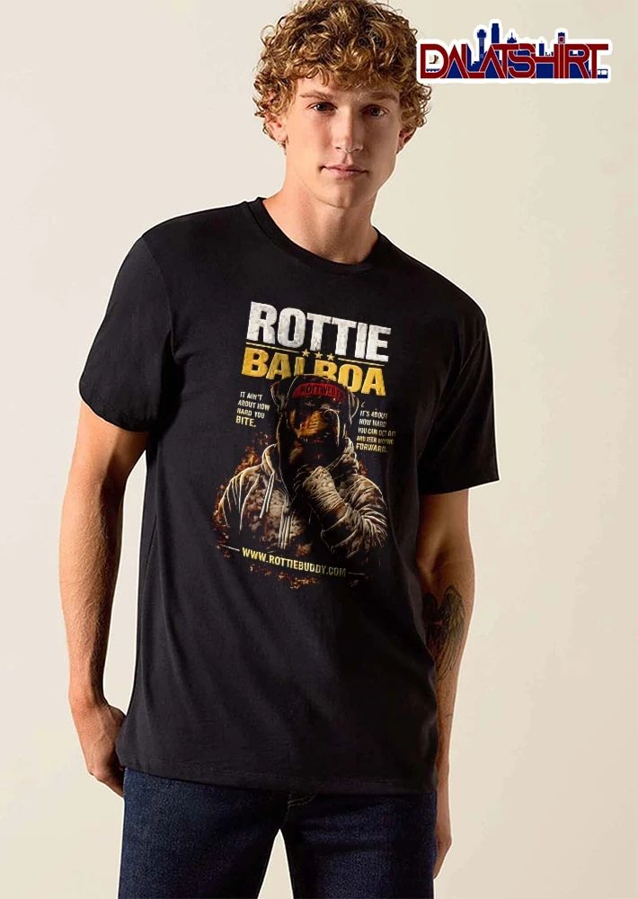 Rottie Buddy Balboa It Aint About How Hard You Bite Rottweiler Boxer Hoodie Wrapped Hands shirt