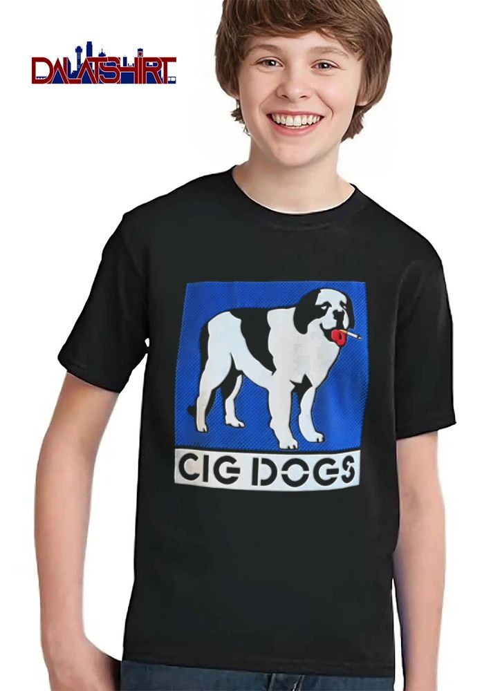 Cig Dogs Saint Bernard Smoking Cigarette Blue Halftone Background shirt