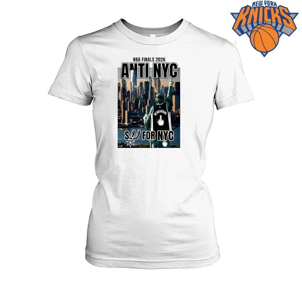 San Antonio Spurs Victor Wembanyama 1 Statue of Liberty Fuck NYC Middle Finger New York Skyline Graphic NBA Finals 2026 Shirt