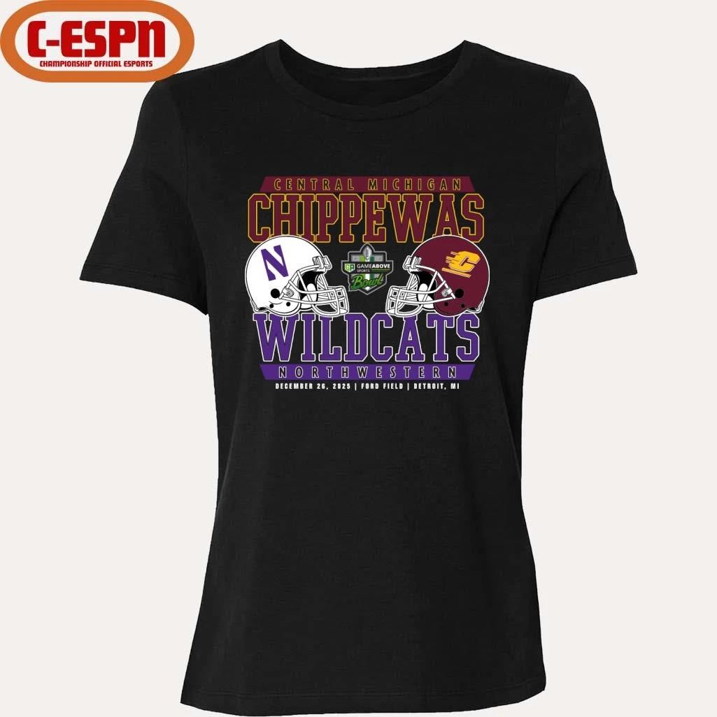 Central Michigan Vs Northwestern 2025 GameAbove Sports Bowl Dueling Helmets Shirt