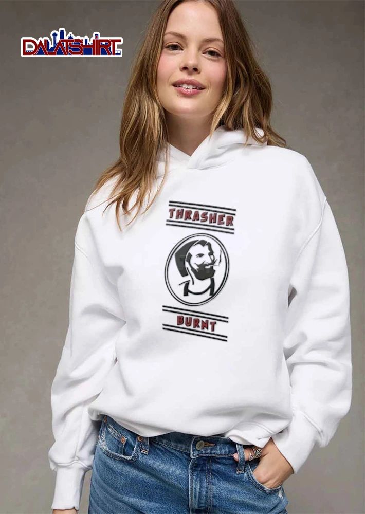Thrasher Burnt Bearded Man Smoking Cigarette Circle Line Art shirt