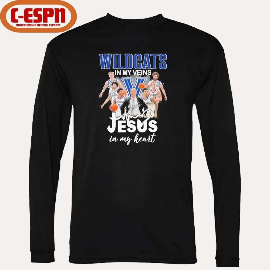 Villanova Wildcats Basketball In My Veins Jesus In My Heart Shirt