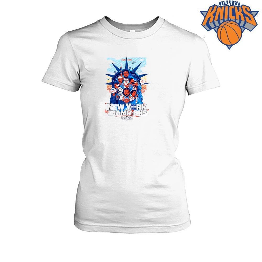 New York Knicks Champions NBA 2026 Team Players Statue Of Liberty Shirt