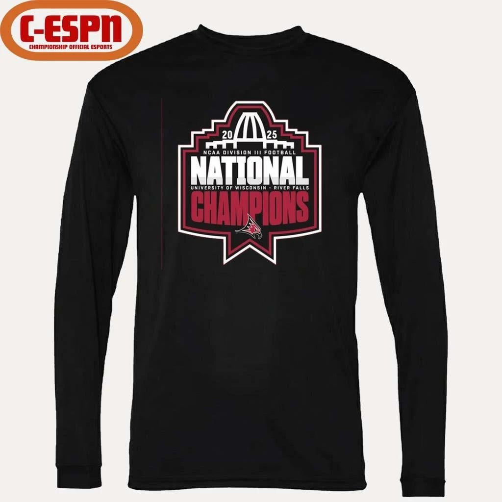 UW-River Falls Falcons NCAA DIII Football National Champions Official Logo T-Shirt