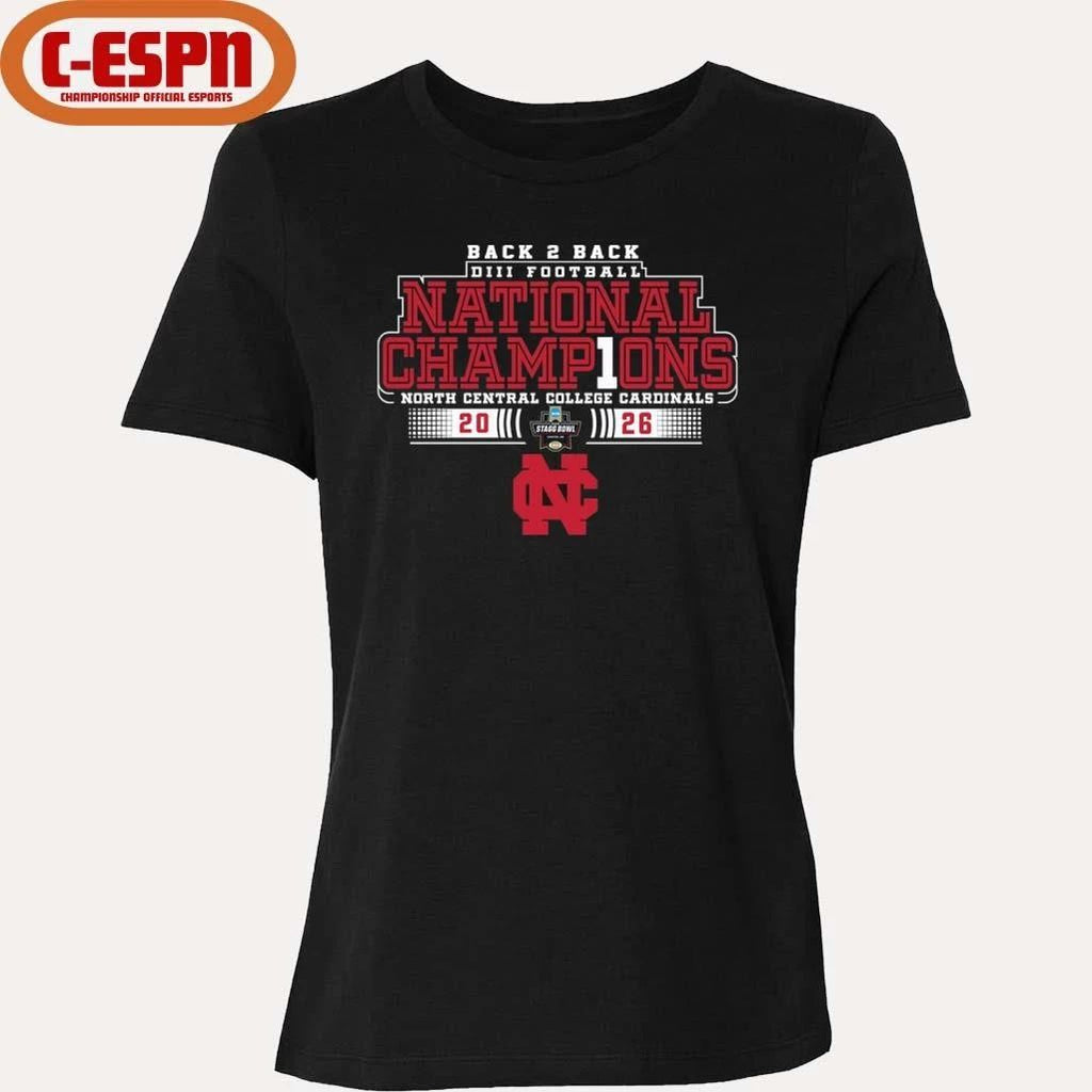 North Central College Back 2 Back NCAA DIII Football National Champions T-Shirt