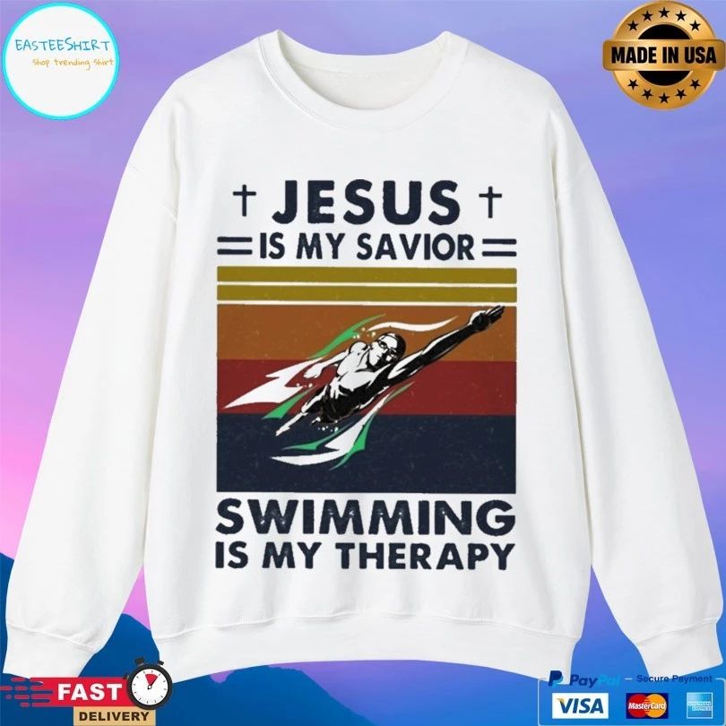 Jesus Is My Savior Swimming Is My Therapy Vintage T-shirt