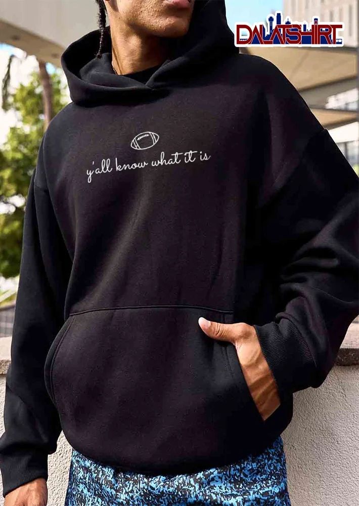 Yall Know What It Is Cursive Script White Line Art Football shirt