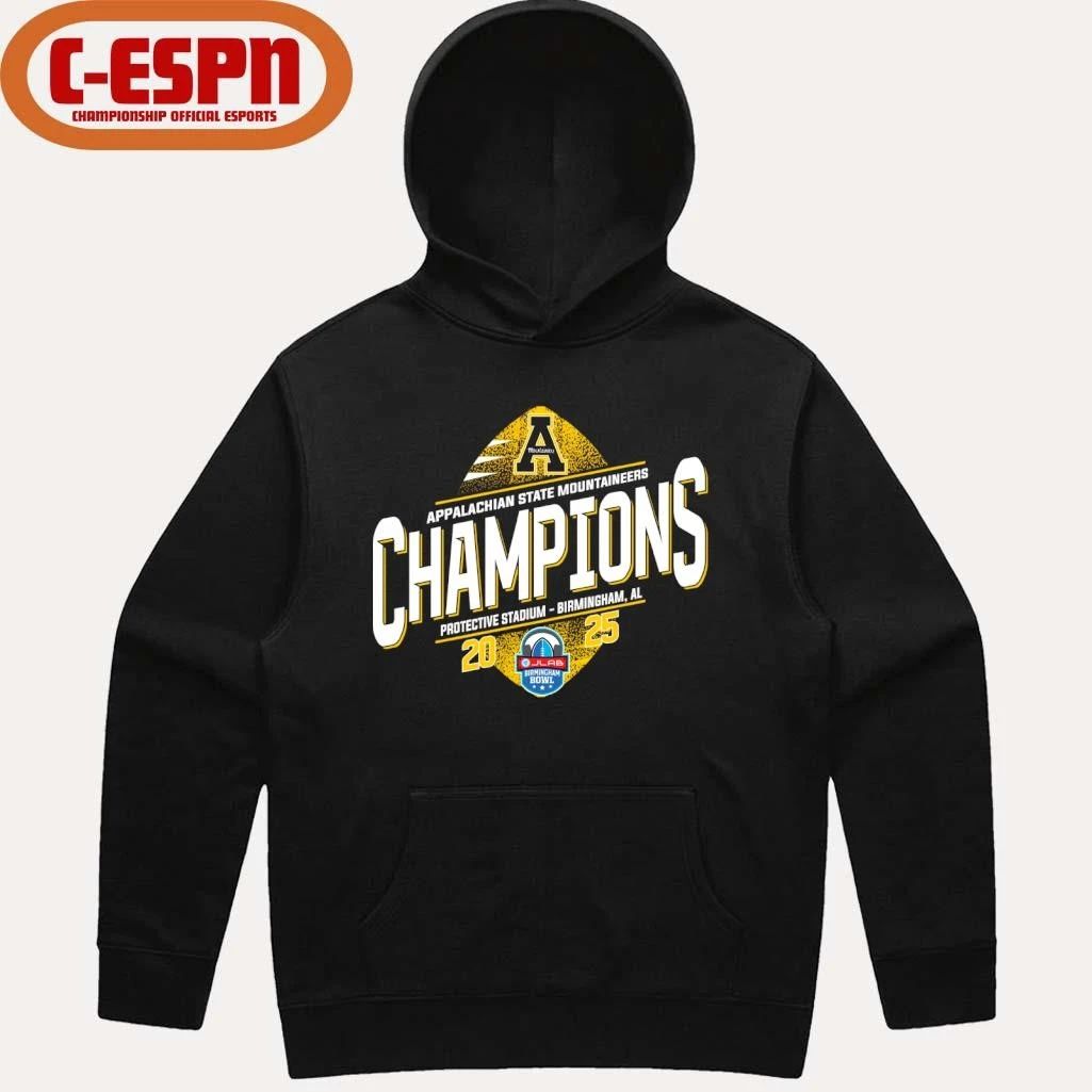 Appalachian State Mountaineers 2025 Birmingham Bowl Champions T-Shirt
