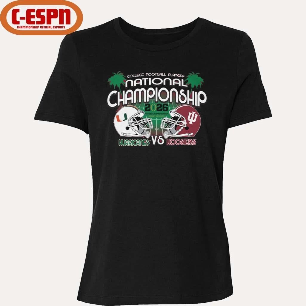 Hurricanes Vs Hoosiers 2026 CFP Championship Game Matchup T-Shirt