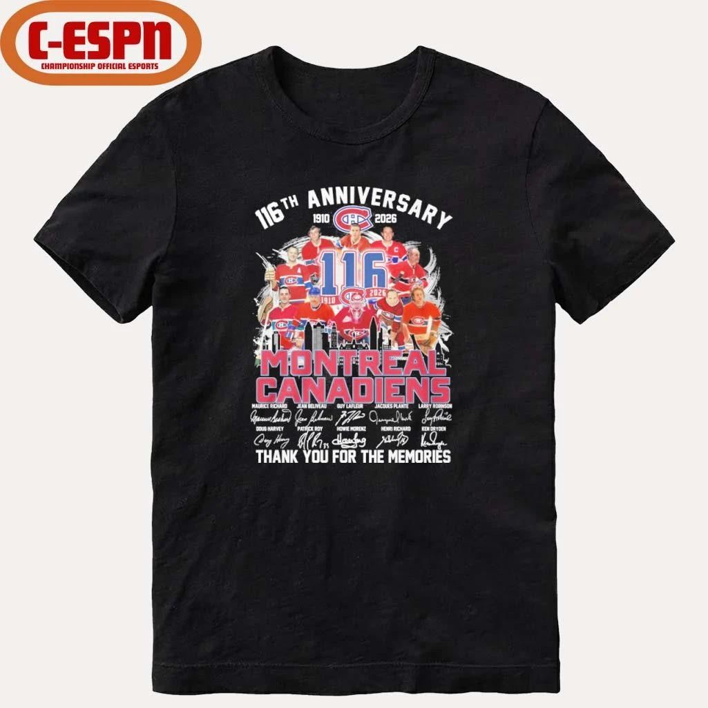 116th Anniversary 1910-2026 Montreal Canadiens Team Hockey Signatures Shirt