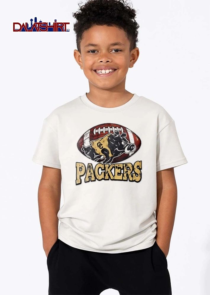 Colquitt County Packers Distressed Cartoon Boar Charging Football Background shirt