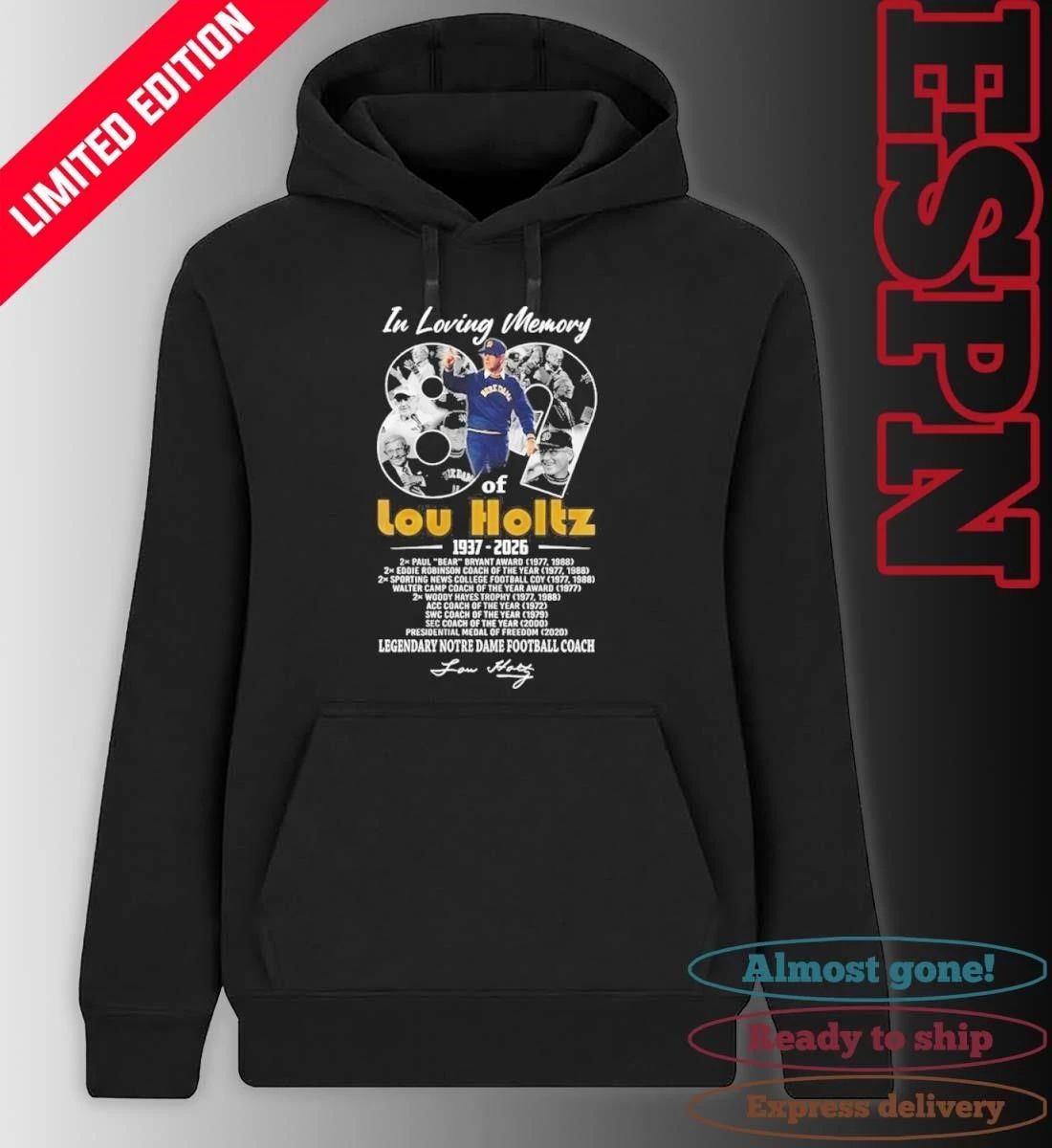 In Loving Memory Of Lou Holtz 1937 2026 Legendary Notre Dame Football Coach Signature Tribute Shirt