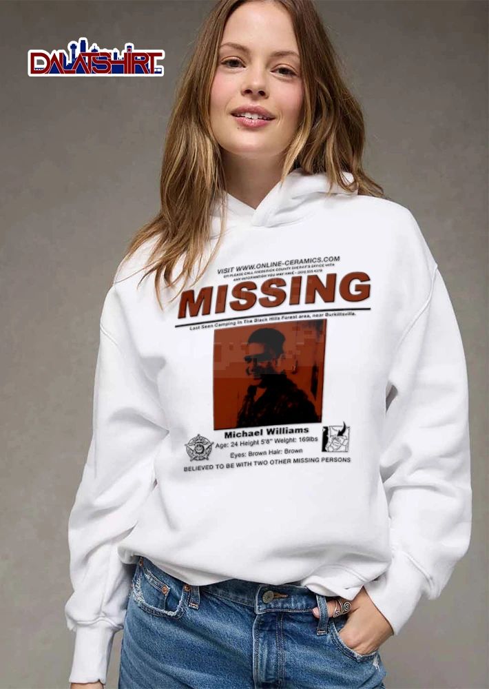 Online Ceramics Missing Last Seen Camping Michael Williams Poster Halftone Photo Sheriff Badge shirt