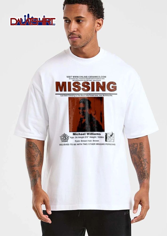 Online Ceramics Missing Last Seen Camping Michael Williams Poster Halftone Photo Sheriff Badge shirt