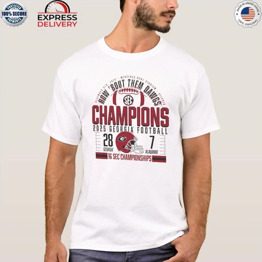 Georgia Bulldogs Natural 2025 SEC Football Champions Score Shirt