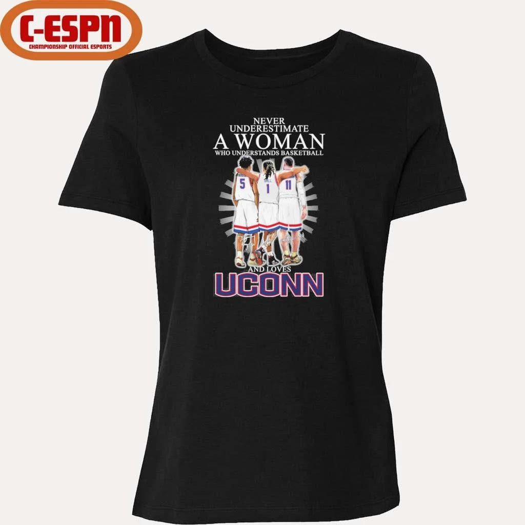 Never Underestimate A Woman Who Understands Basketball And Loves Uconn Huskies 2026 Shirt