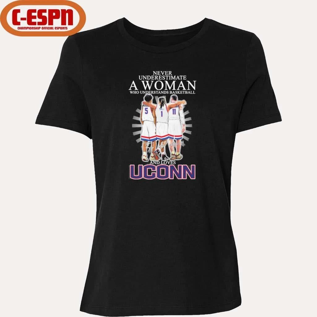 Never Underestimate A Woman Who Understands Basketball And Loves Uconn Huskies 2026 Shirt