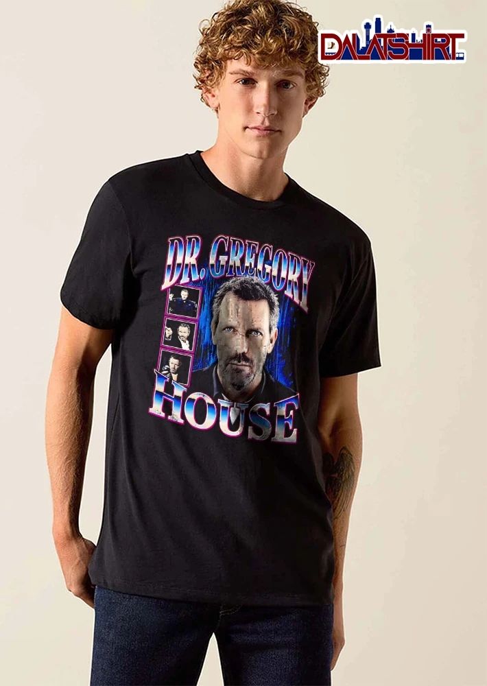 Dr Gregory House Close Up Portrait Inset Photos 90s Bootleg shirt