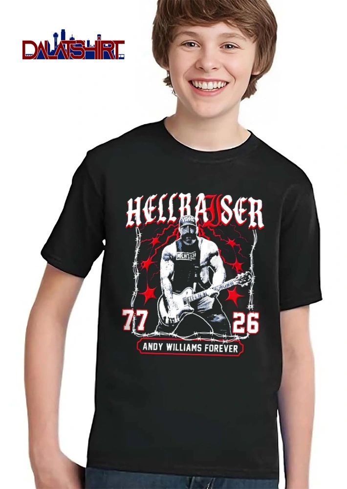 Hellraiser Mr Willz Andy Williams Forever 77 26 Halftone Bearded Guitarist Barbed Wire shirt
