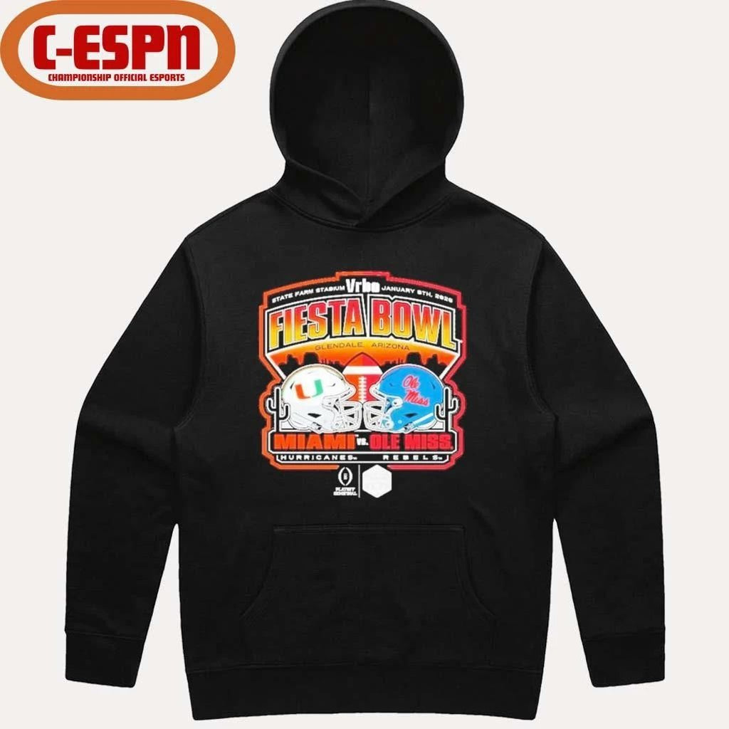 Miami Vs Ole Miss 2026 CFP Semifinal At The Vrbo Fiesta Bowl Matchup Scripted Shirt