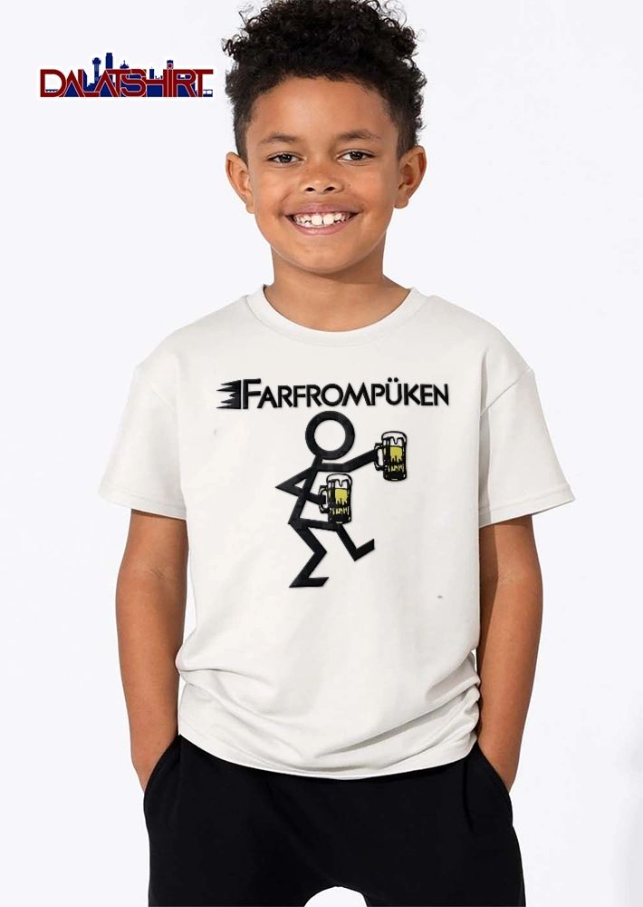 Farfrompuken Stick Figure Holding Two Beer Mugs Line Art shirt