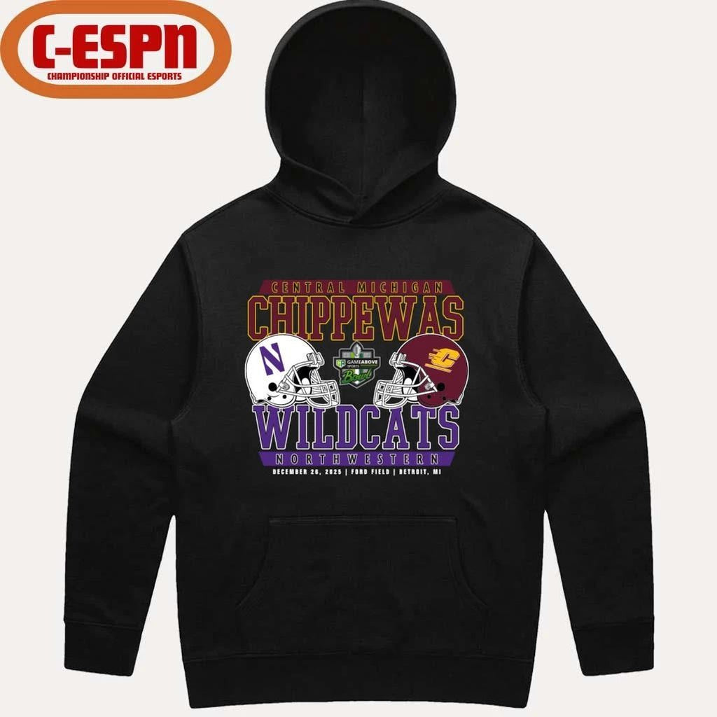 Central Michigan Vs Northwestern 2025 GameAbove Sports Bowl Dueling Helmets Shirt