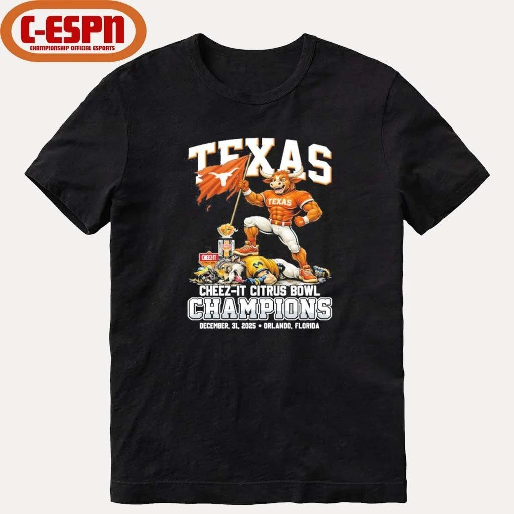 2025 Texas Citrus Bowl Champions Longhorns Beat Wolverines Mascot Shirt