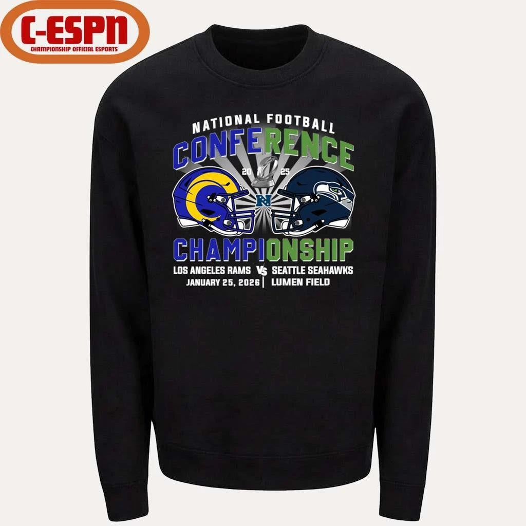Rams Vs Seahawks NFC Conference Championship Duel Helmet T-Shirt